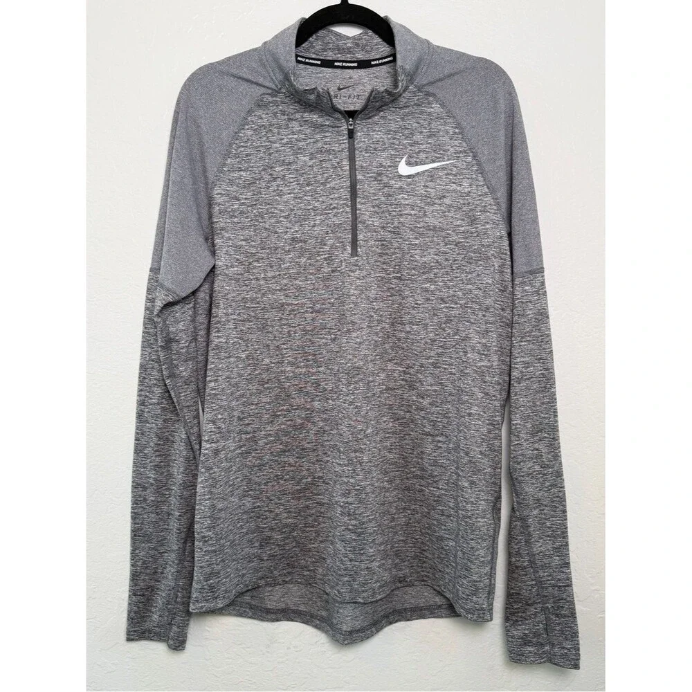 Nike Dri-FIT Men's Running Quarter Zip Pullover Grey Heather Long Sleeve Size M